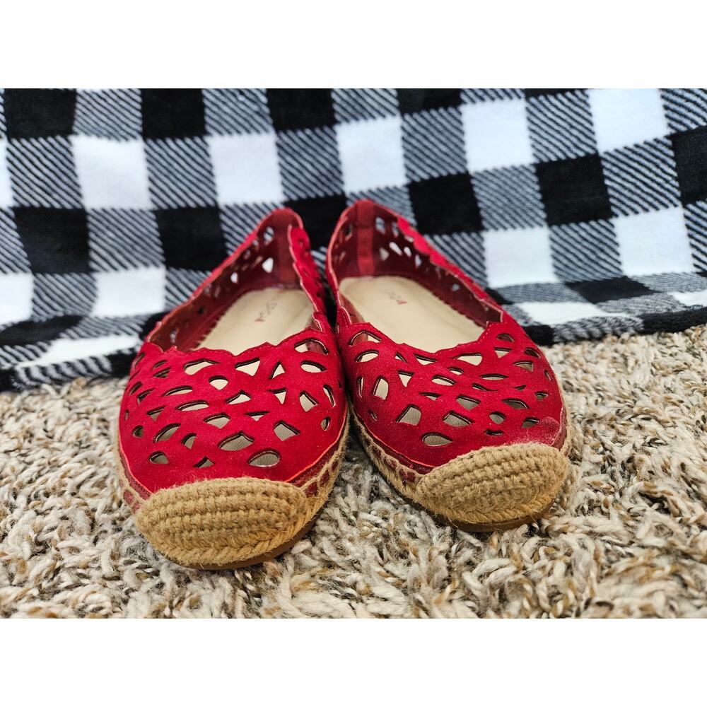 Via Spiga Women Bellerose Laser-Cut Espadrille Flat Red Size 8 - Picture 4 of 11